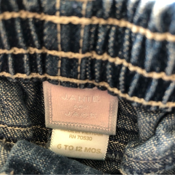 Janie and Jack Jeans Baby Girl 6-12 Mos Ruffled Hem Embroidered - Picture 4 of 6